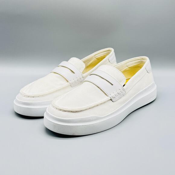 Cole Haan Shoes Womens 9 White Canvas Penny Loafers Grand 360 Slip On NEW - Picture 4 of 10